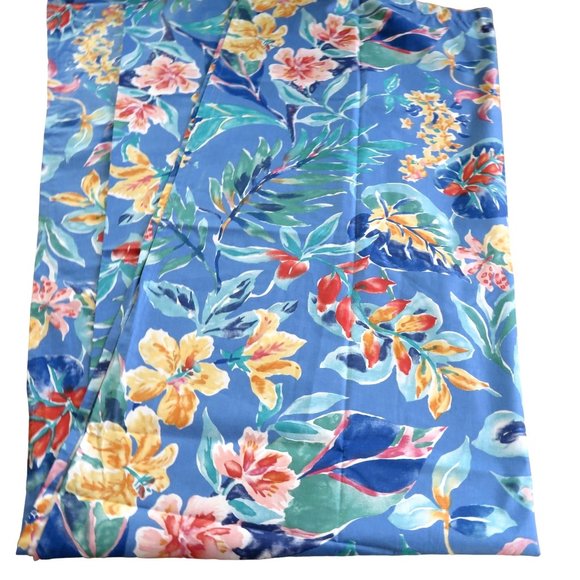 Pier 1 Import Fabric Shower Curtain Blue Tropical Floral New Discontinued - Picture 2 of 6